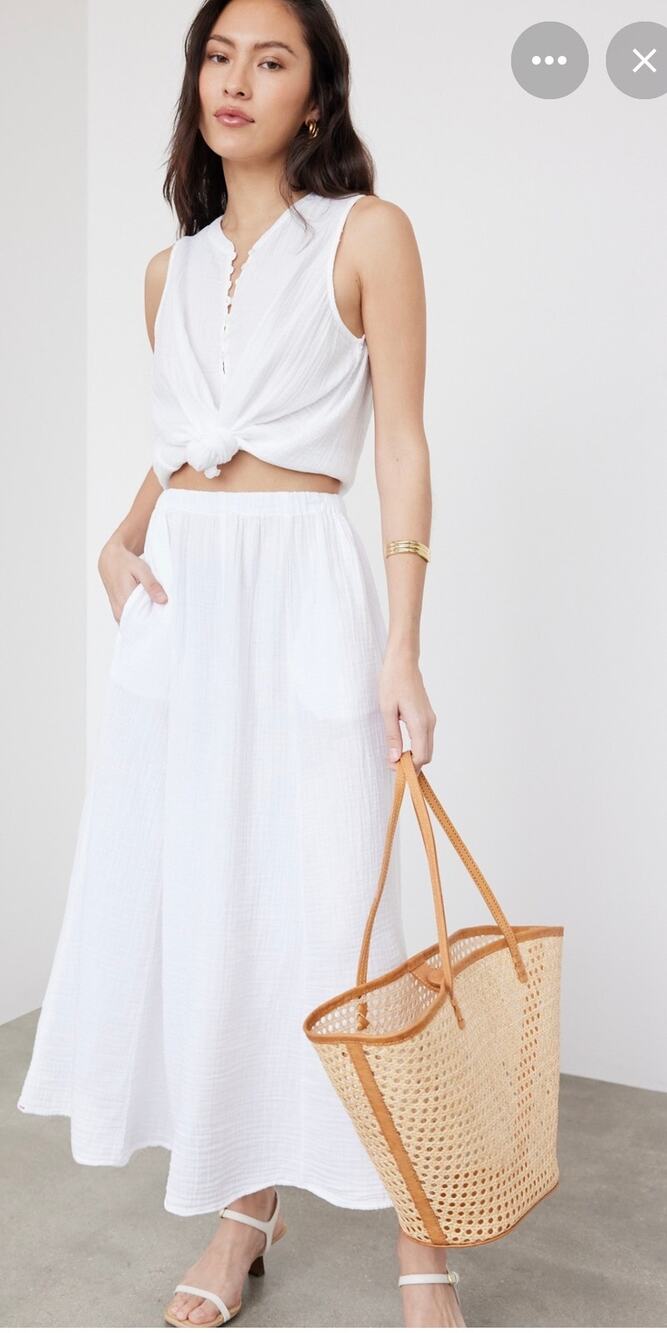 Xirena White Cotton Gauze Maxi Skirt XS $198